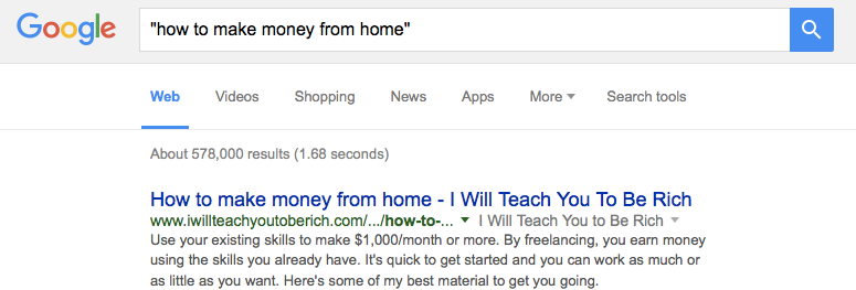 how to make money from home google results
